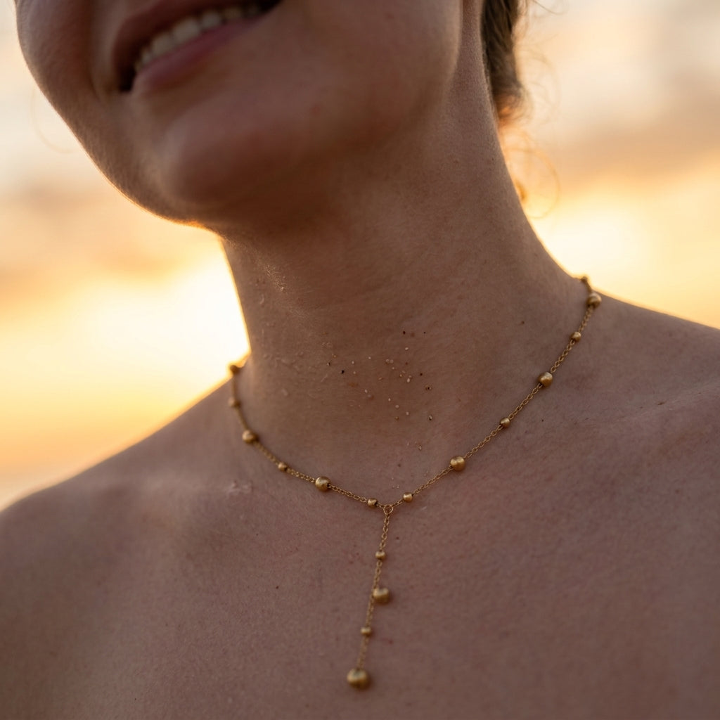 Y-Drop Gouden Bolletjes Ketting