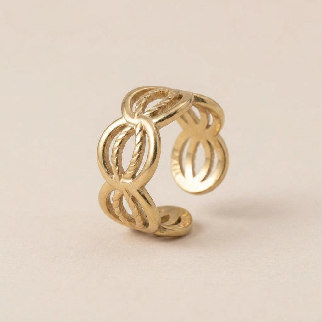 Verstelbare Levensboom Smiley Ring