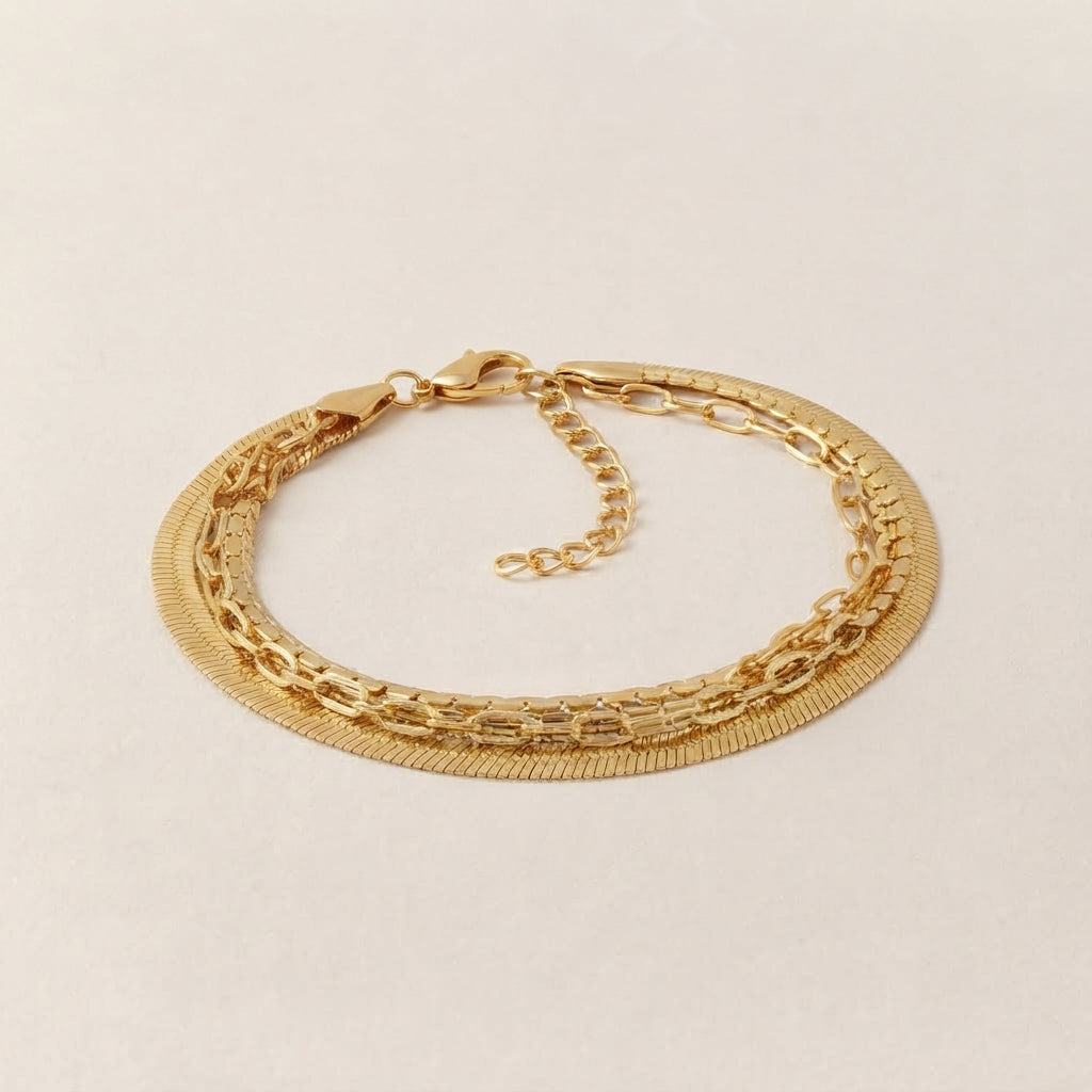 Drielaagse Schakel Armband