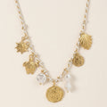 Gouden Munt & Parel Bedel Ketting