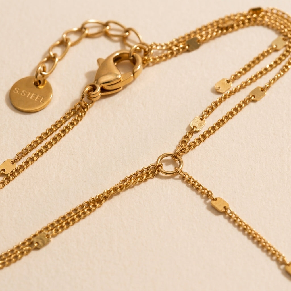Dubbele Schakel Pailletten Hand Ketting