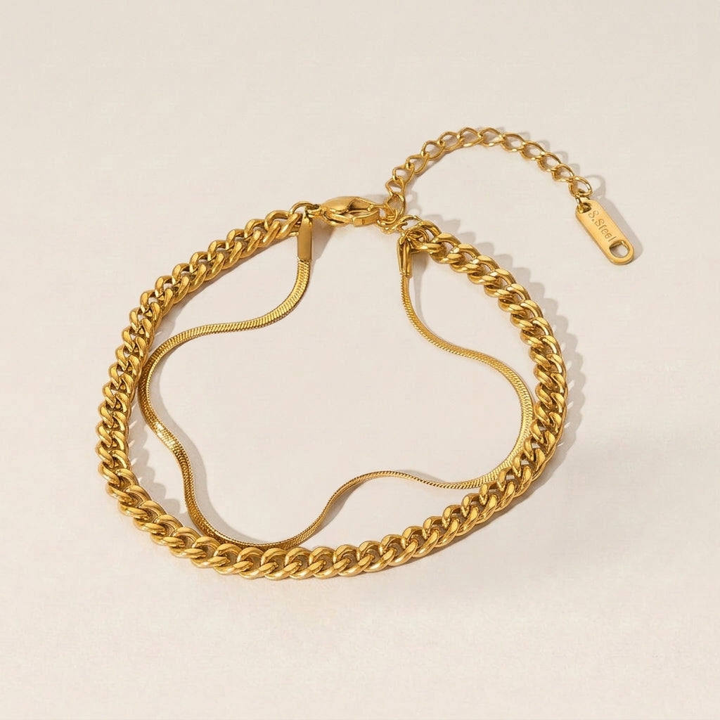 Dubbellaagse Slangenschakel Armband