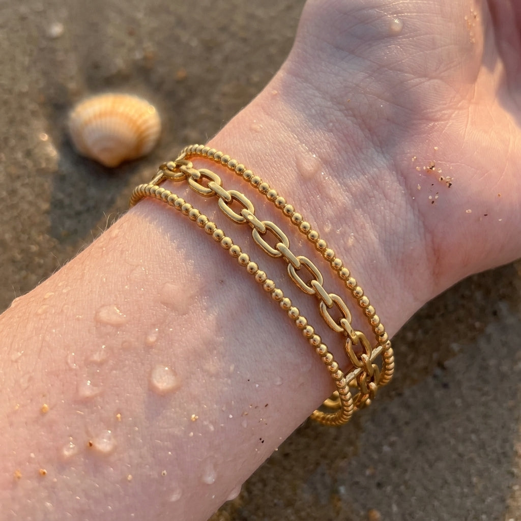 Gestapelde Kralen Schakel Bangle Armband