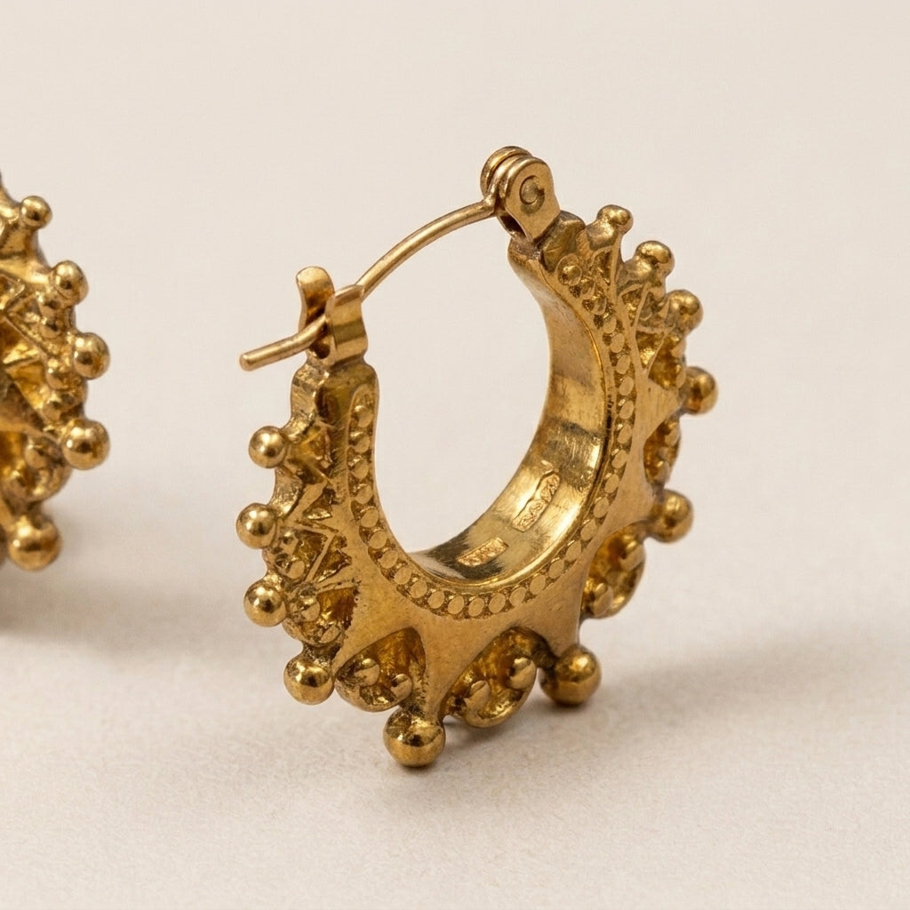 Kleine Crown Hoops Oorbellen