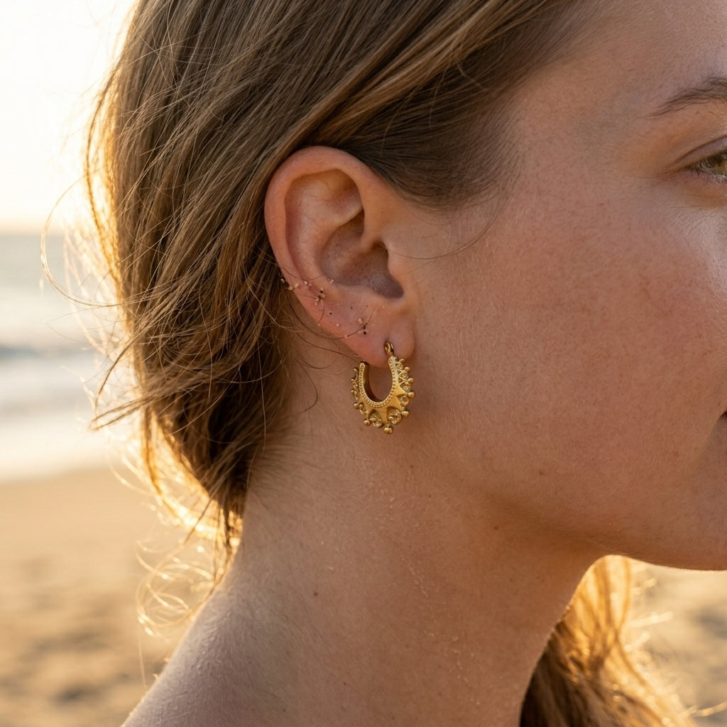 Kleine Crown Hoops Oorbellen