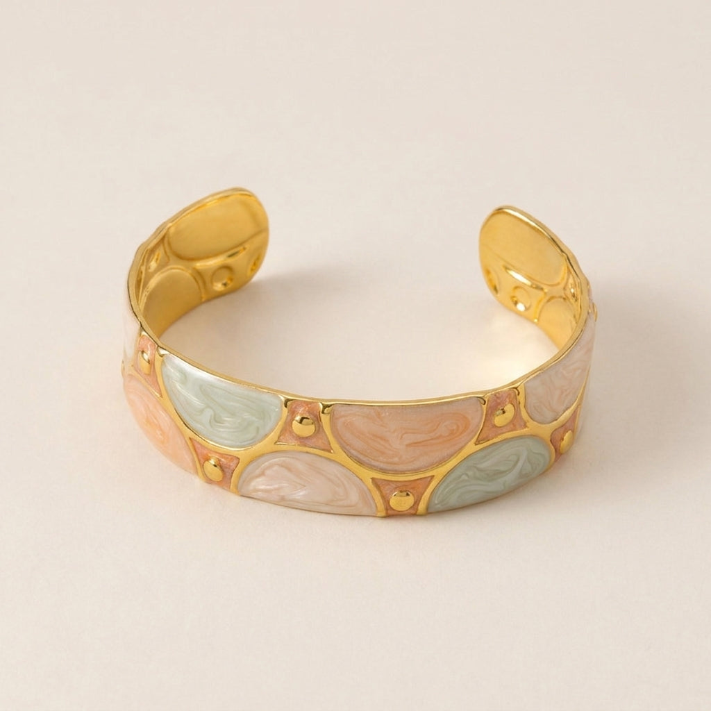 Emaille Marmer Armband - Roze & Mint Agaat