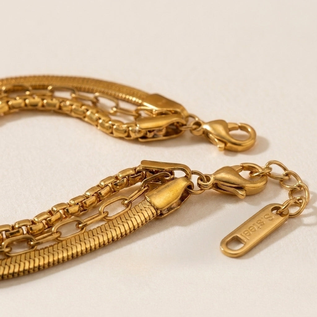 Drielaagse Schakel Armband