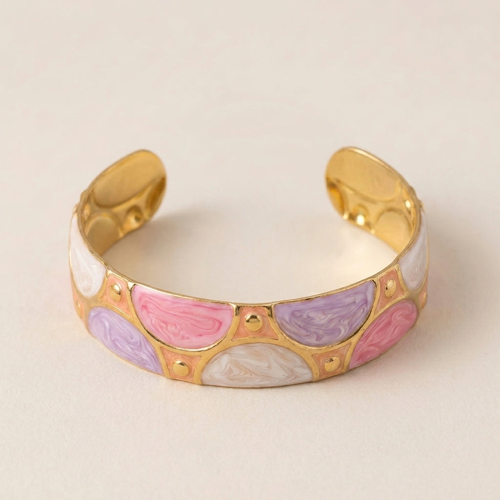 Kleurijke Half Rondjes Bangle Armband
