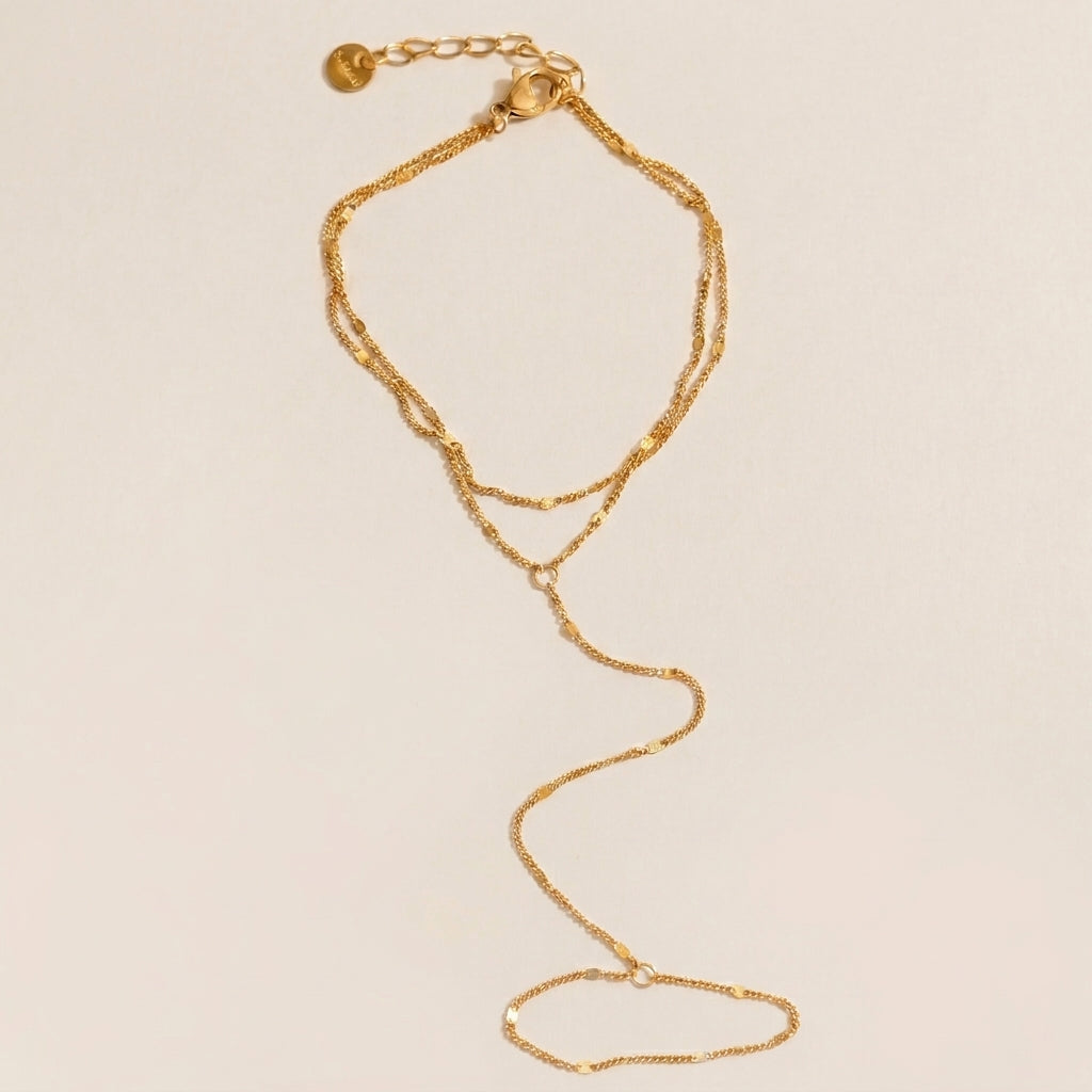 Dubbele Schakel Pailletten Hand Ketting