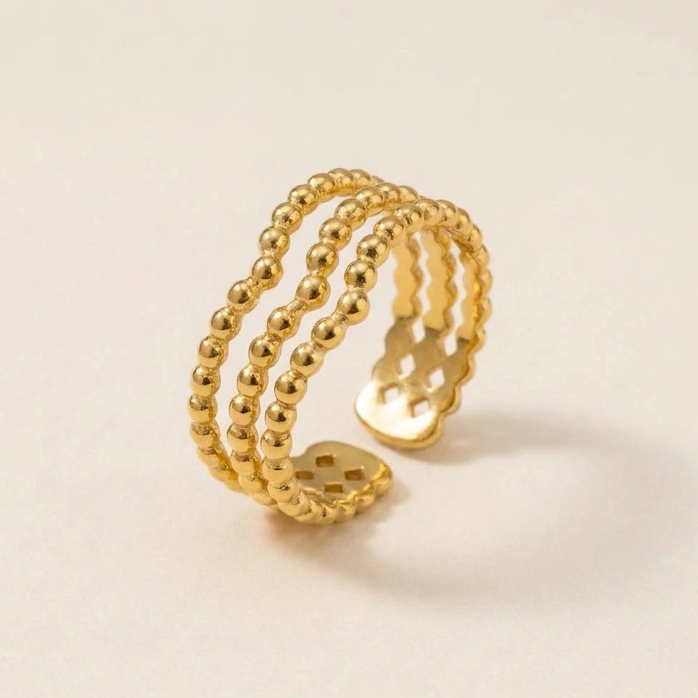 Drievoudige Golf Kralen Ring
