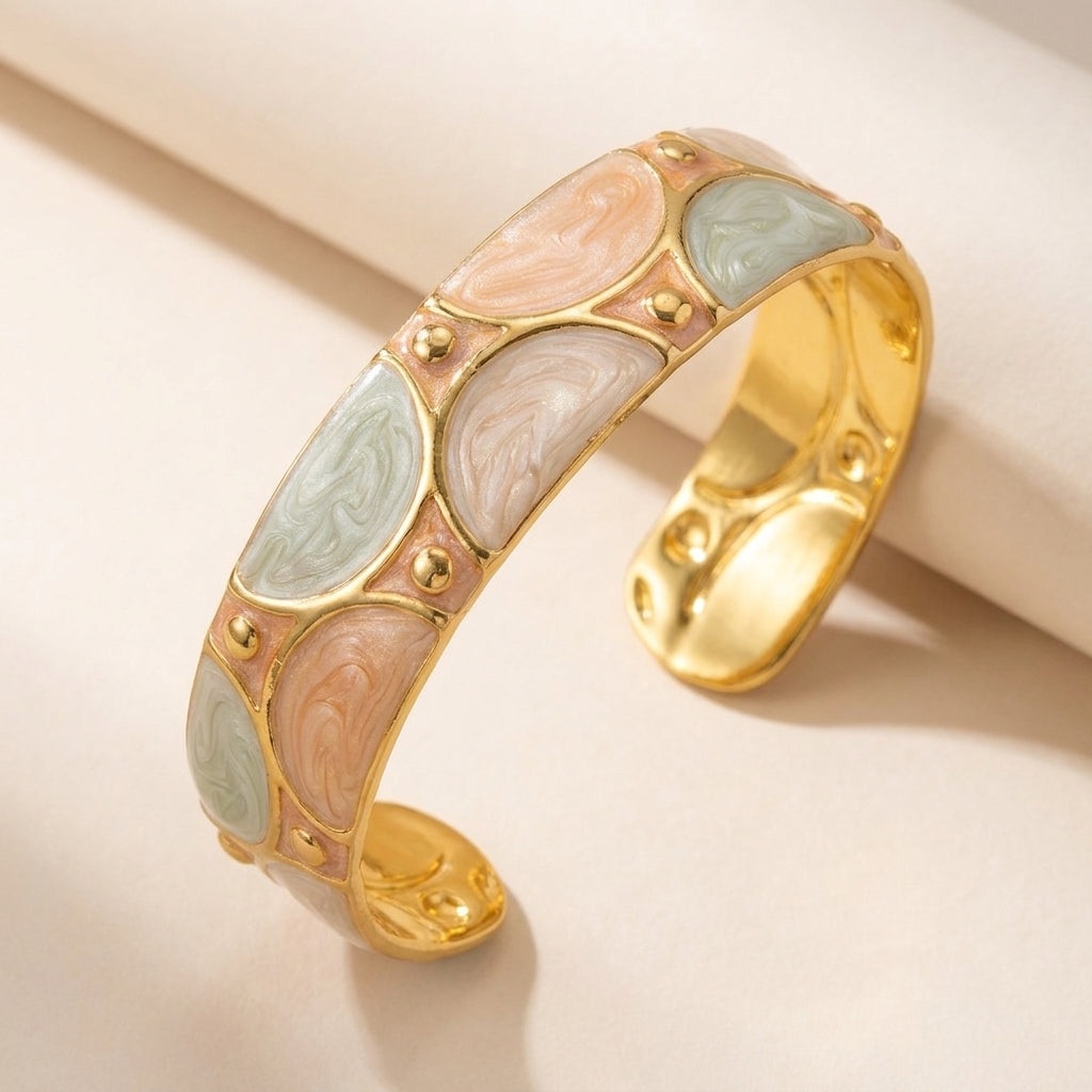 Emaille Marmer Armband - Roze & Mint Agaat