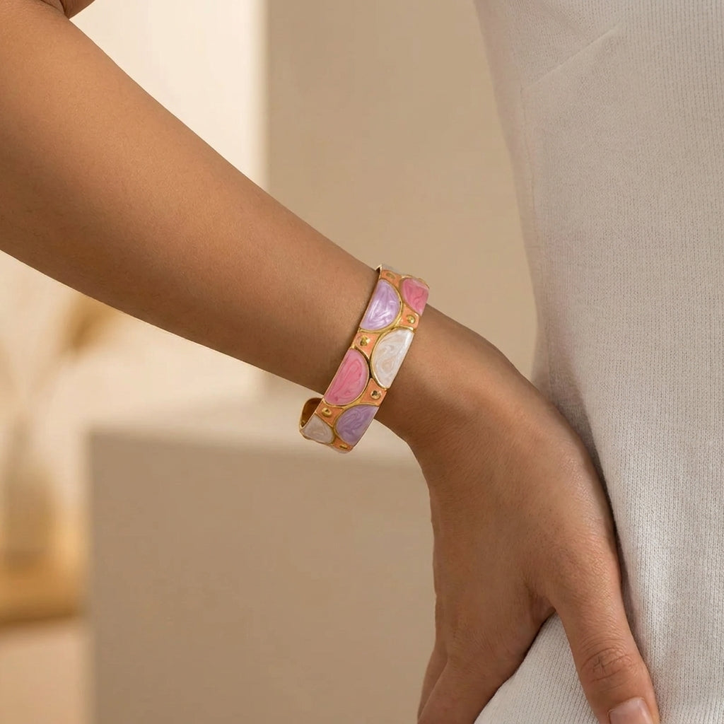Kleurijke Half Rondjes Bangle Armband