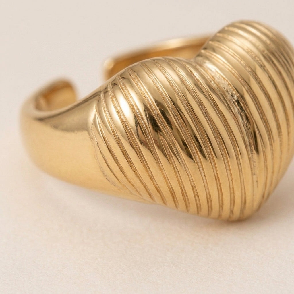 Geribbelde Hart Ring
