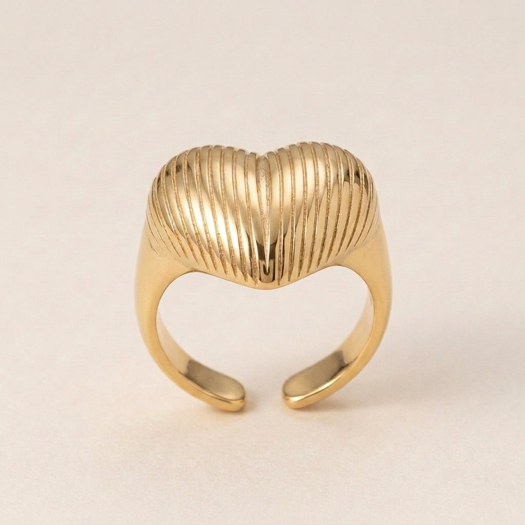 Geribbelde Hart Ring
