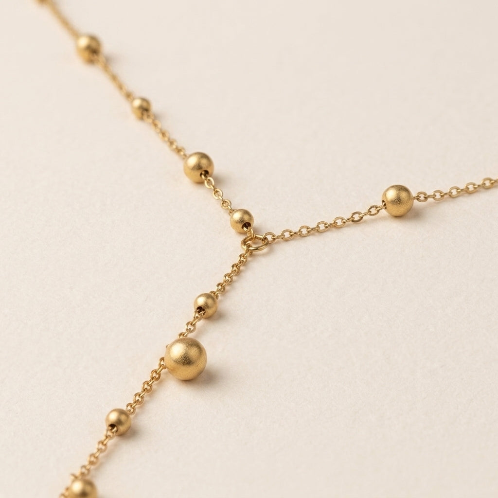 Y-Drop Gouden Bolletjes Ketting