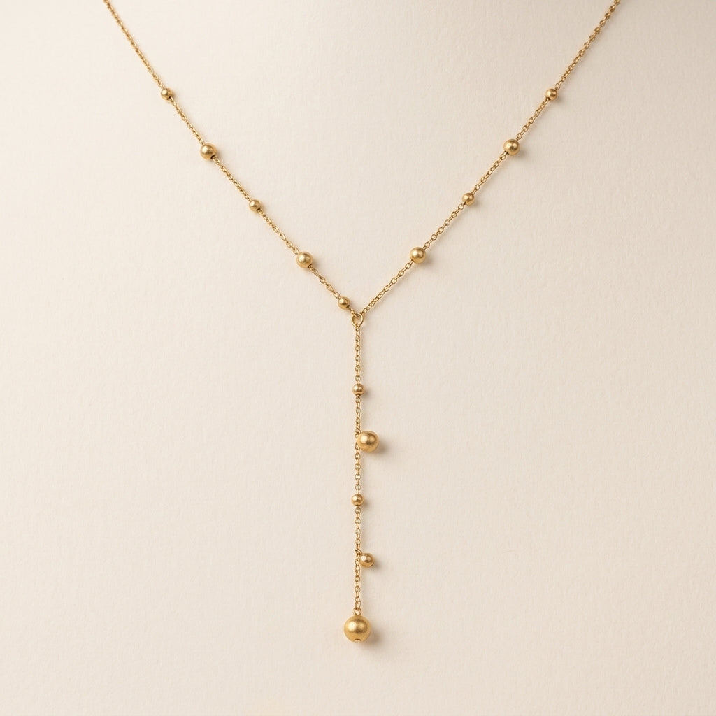 Y-Drop Gouden Bolletjes Ketting