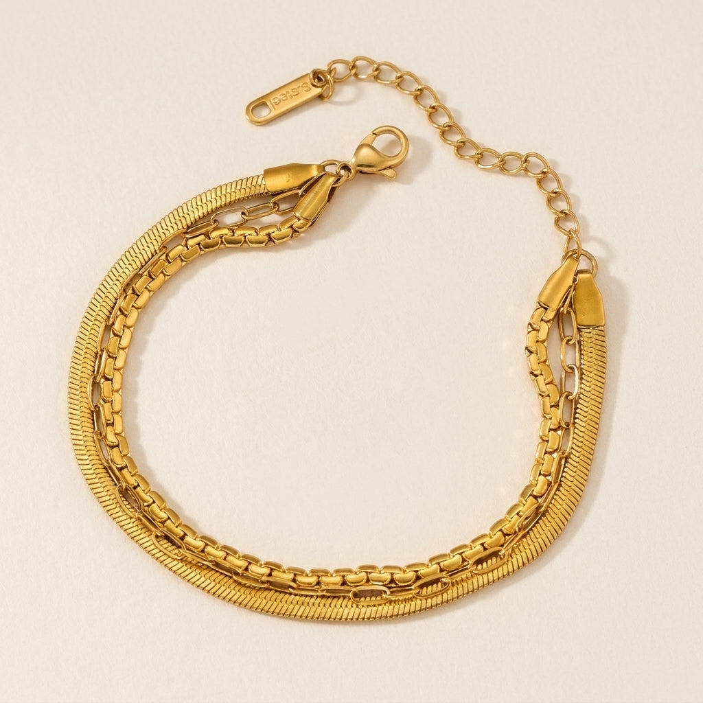 Drielaagse Schakel Armband