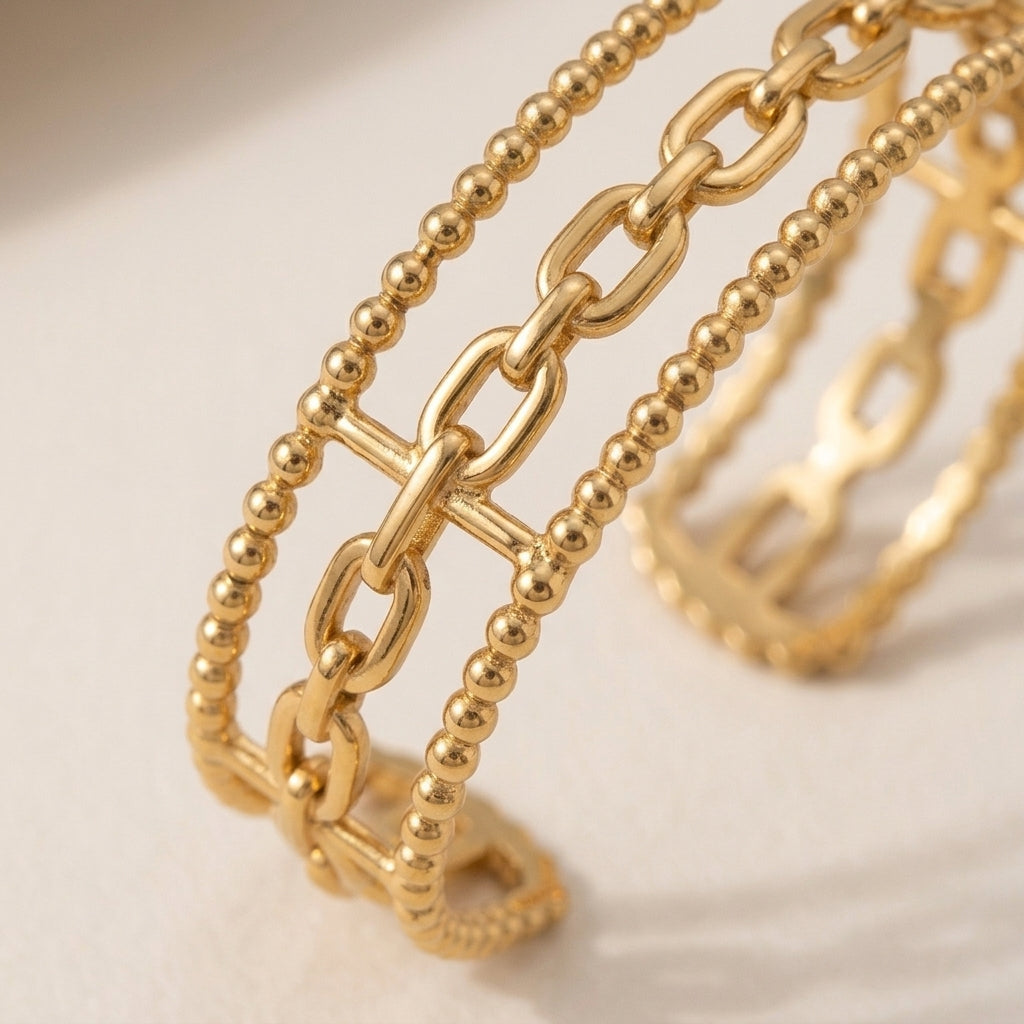 Gestapelde Kralen Schakel Bangle Armband