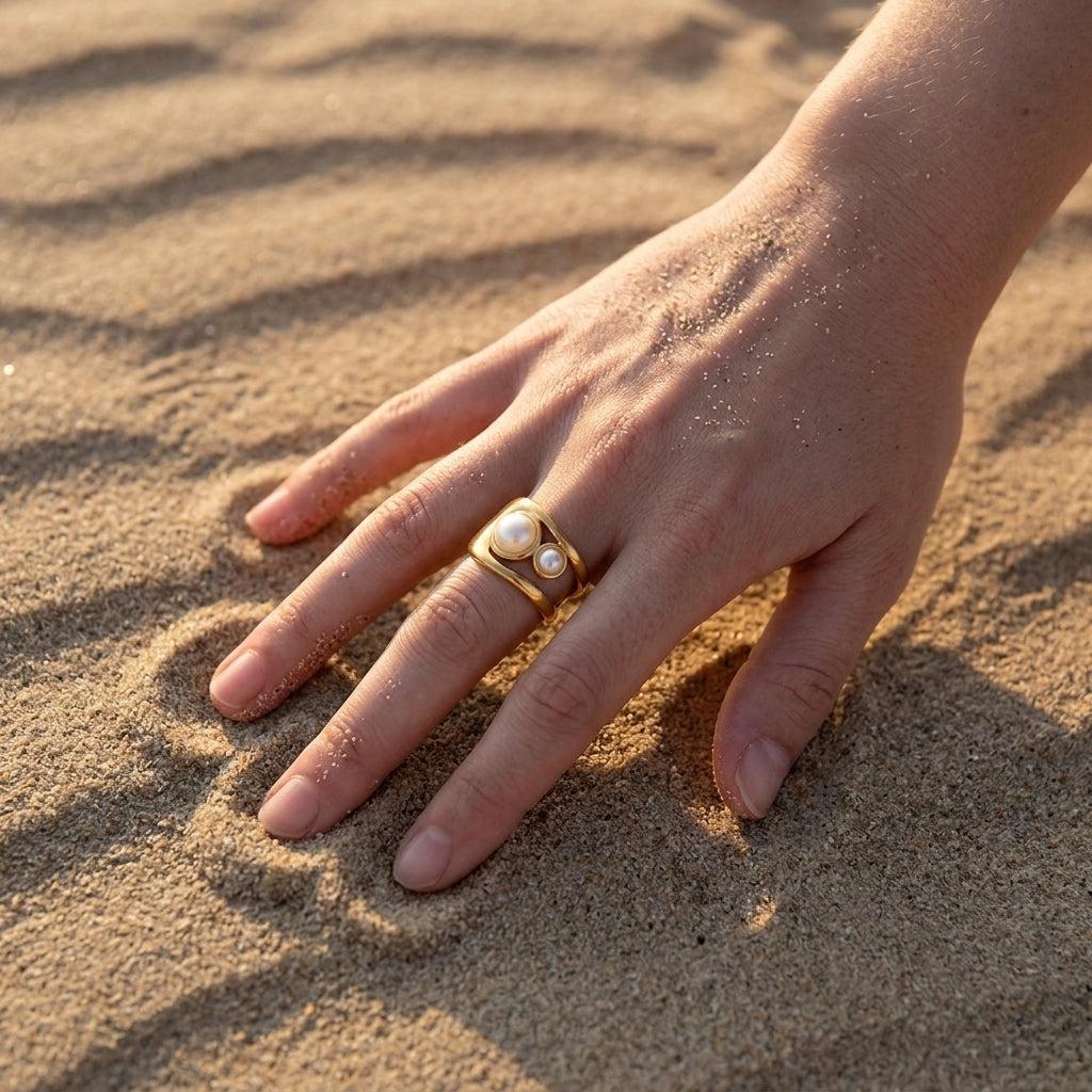 Ingelegde Parel Ring