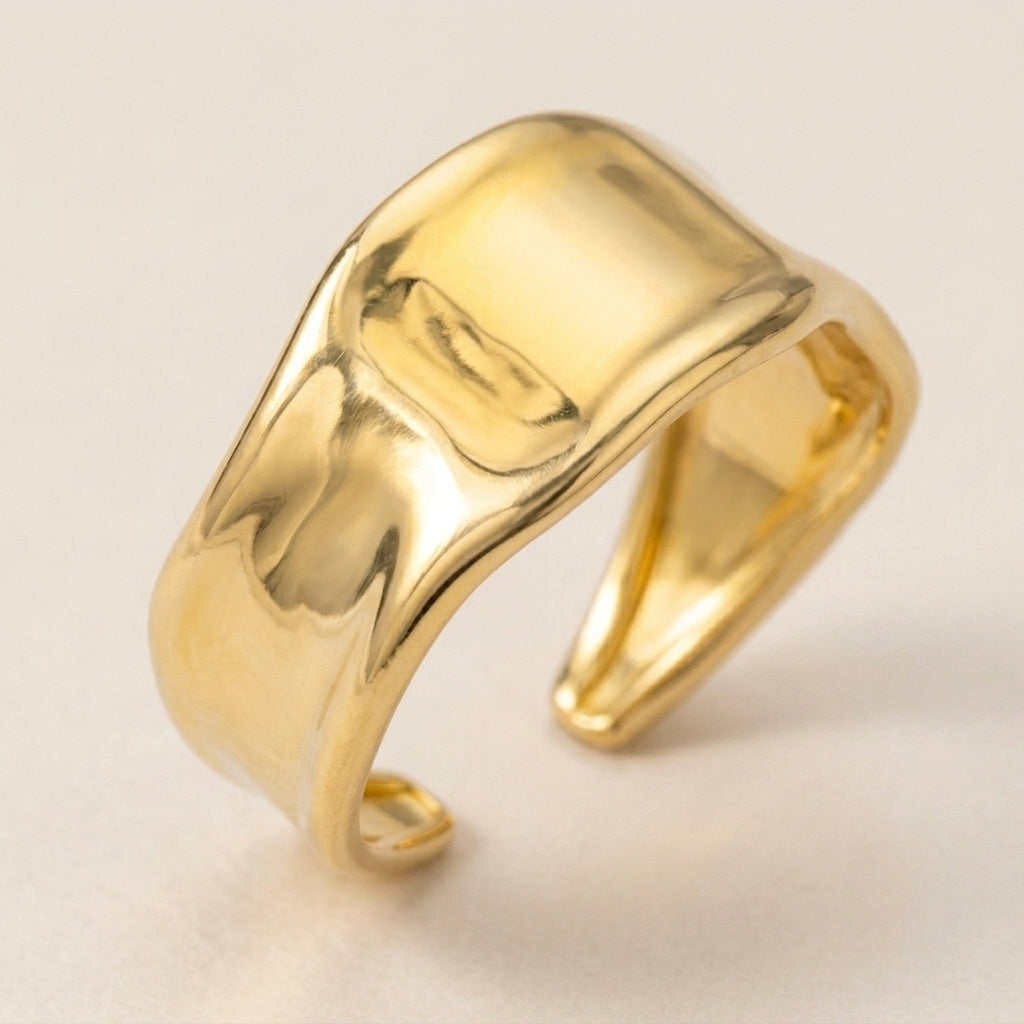 Brede Gehamerde Open Ring