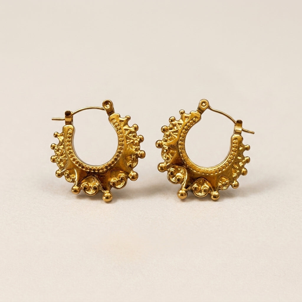 Kleine Crown Hoops Oorbellen