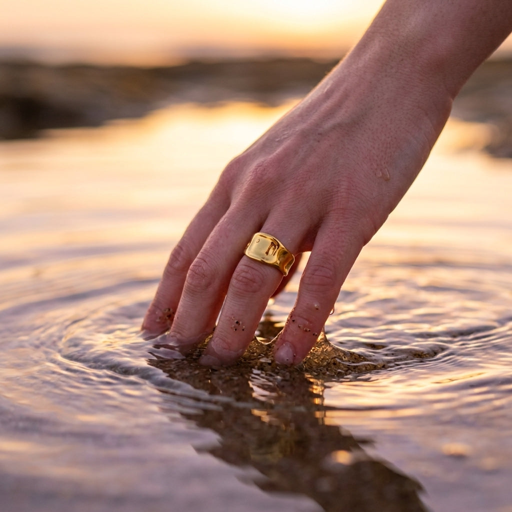 Brede Gehamerde Open Ring