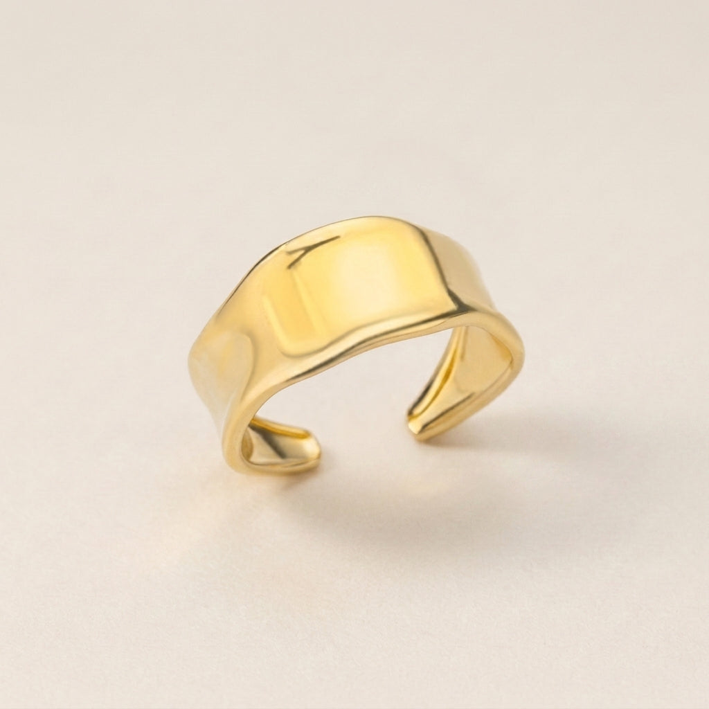 Brede Gehamerde Open Ring