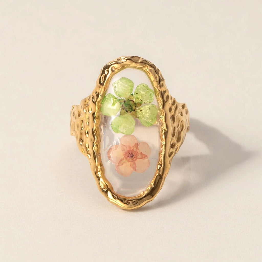 Geperste Bloem Ovale Ring