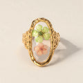 Geperste Bloem Ovale Ring