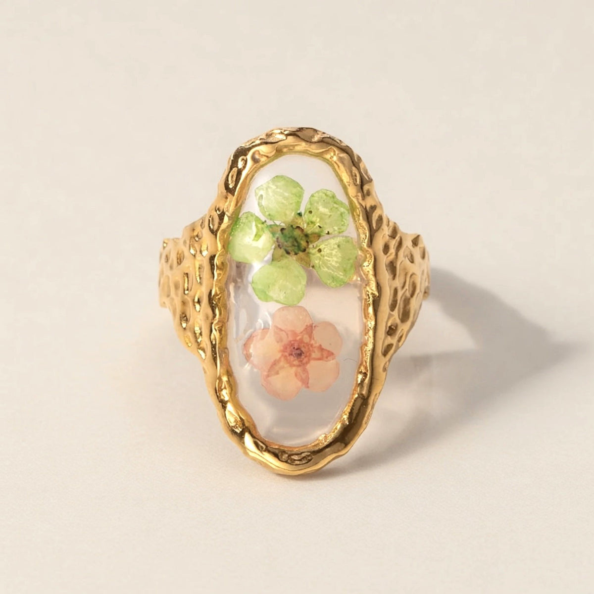 Geperste Bloem Ovale Ring