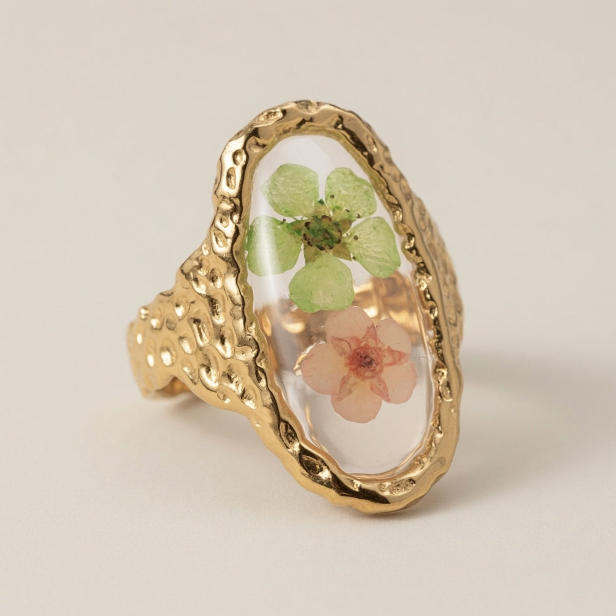 Geperste Bloem Ovale Ring