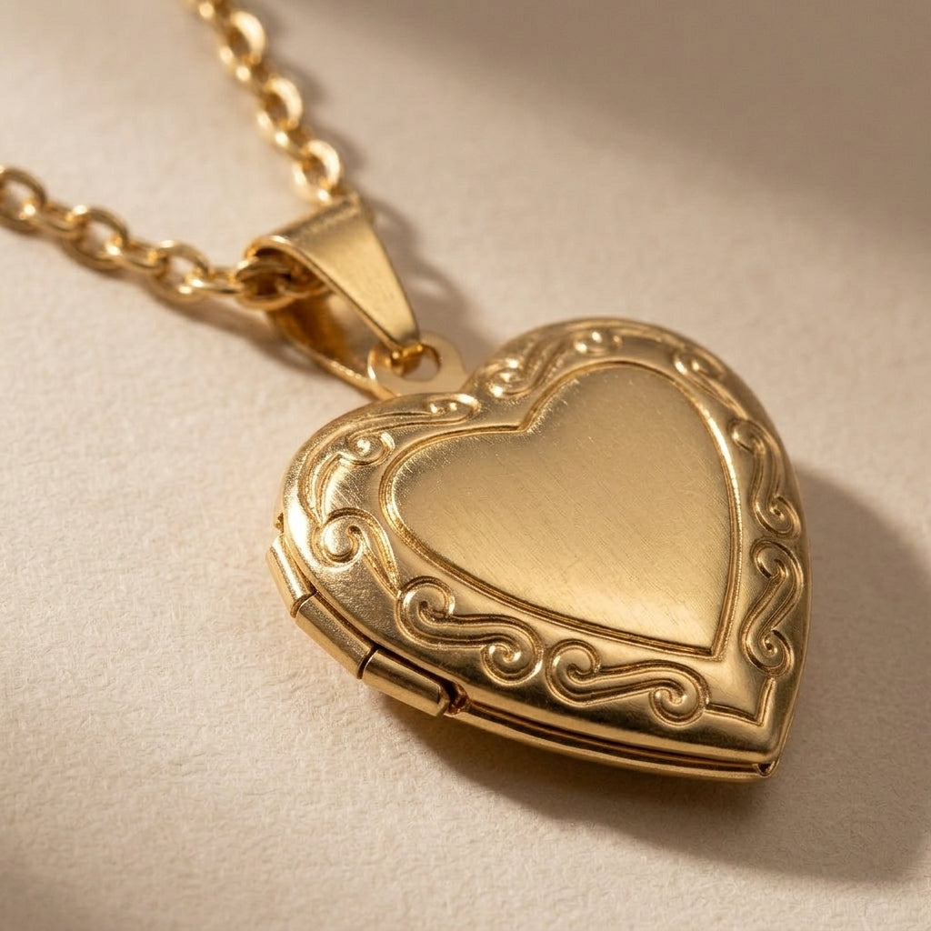 Vintage Krul Hart Medaillon Ketting